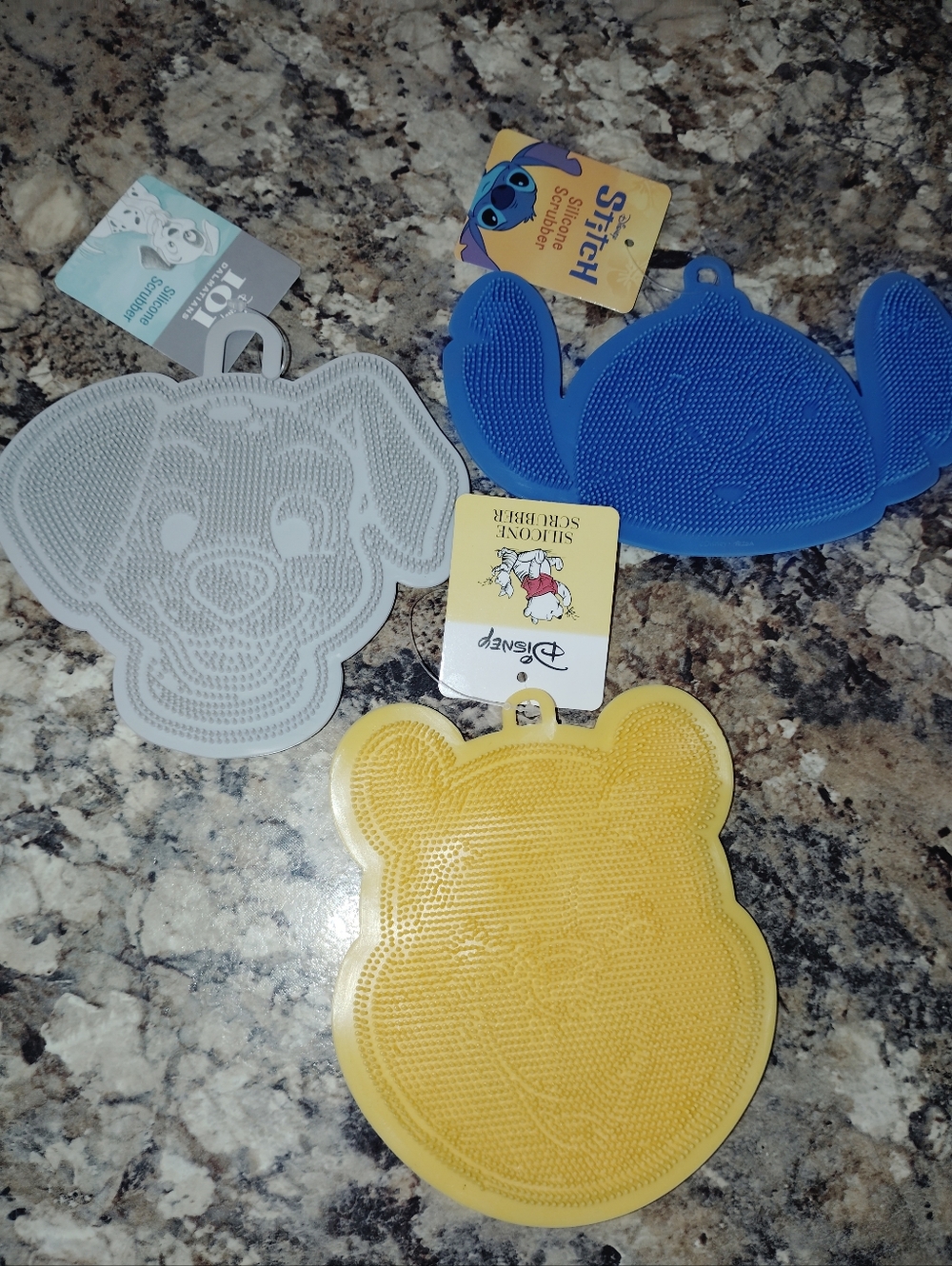 Disney Silicone Scrubbers Yellow Pool Gray 101 Dalmatian Blue Stitch All New